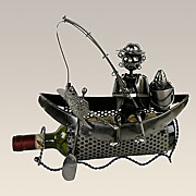 Geschenkidee · Flaschenhalter Angler im Boot Nr. 16477