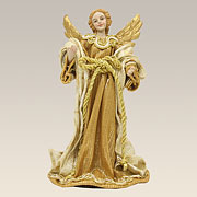 Engel aus Polyresin mit Stoffkleid gold 15 cm