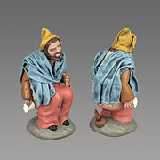 Vergrößern Caganer mit Mütze und blauem Umhang 14 cm