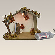 Vergrößern Mini-Stall mit Beleuchtung für Figuren 3 bis 5 cm