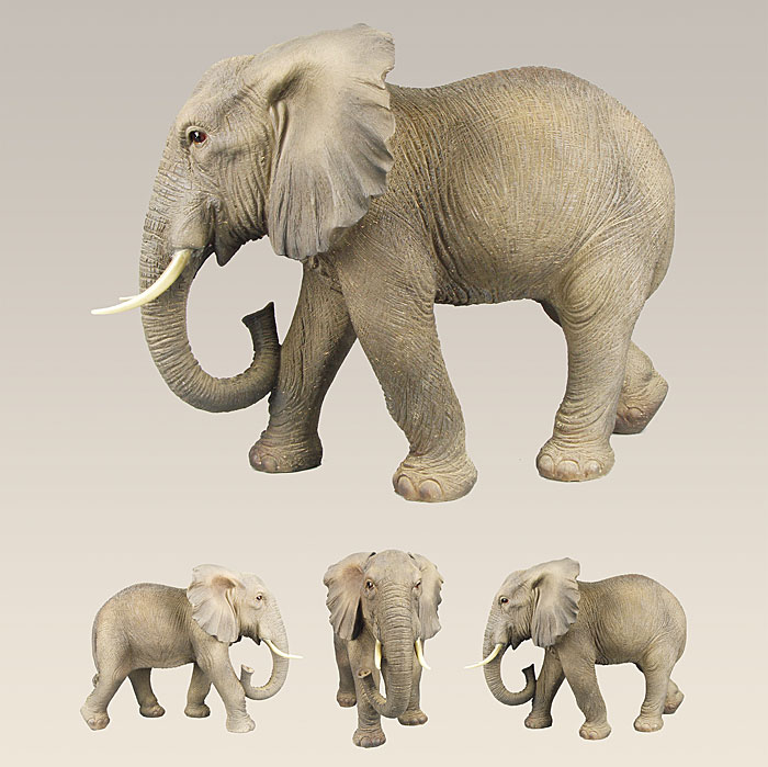 15 cm hoch handbemalte Krippenfigur Elefant mit Gepäck aus Polyresin 