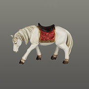 Schimmel mit Sattel auf roter Decke 9 cm