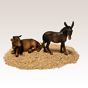 Ochse und Esel Set für Fig. 9 cm Höhe 7,7 cm
