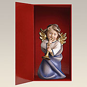 Engel mit Posaune aus Holz in Geschenkbox