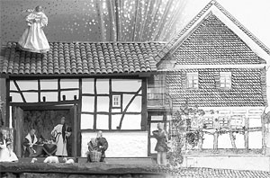 Skizze und modell des Eifelkrippenhaus